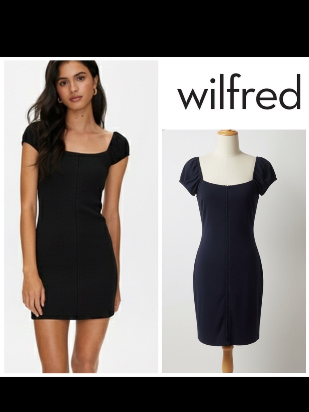 ARITZIA WILFRED FREE Fortune Bodycon Ribbed Mini Dress Black M Gothic Goth Witch